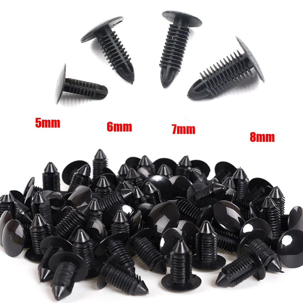 40 pçs mix preto plástico rebite empurrar em 5mm 6mm 7mm 8mm tronco do carro telhado guarnição painel clipe fixador veículo retentor clipe universal
