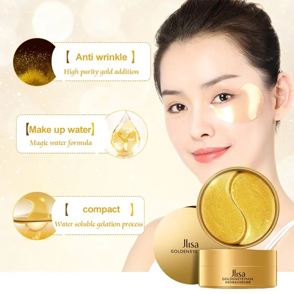 60pcs Eye Mask 24K Gold Hyaluronic Acid Eye Circles Collagen Eye Patches Eye Mask Remove Dark For Face Skin Care Moisturize Eyes