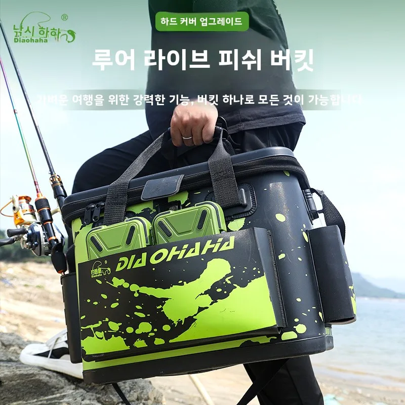 

waterproof zipper hand thicken storage collapsible camping container oxygen pump fishing bucket thickening folding living fish
