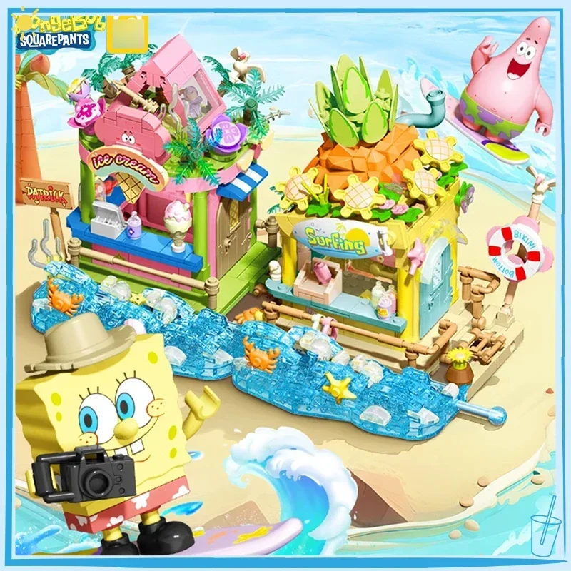 

SpongeBob SquarePants Building Blocks Assembly Series Patrick Star Dessert House Scene Model Set Childrens Desktop Decoration