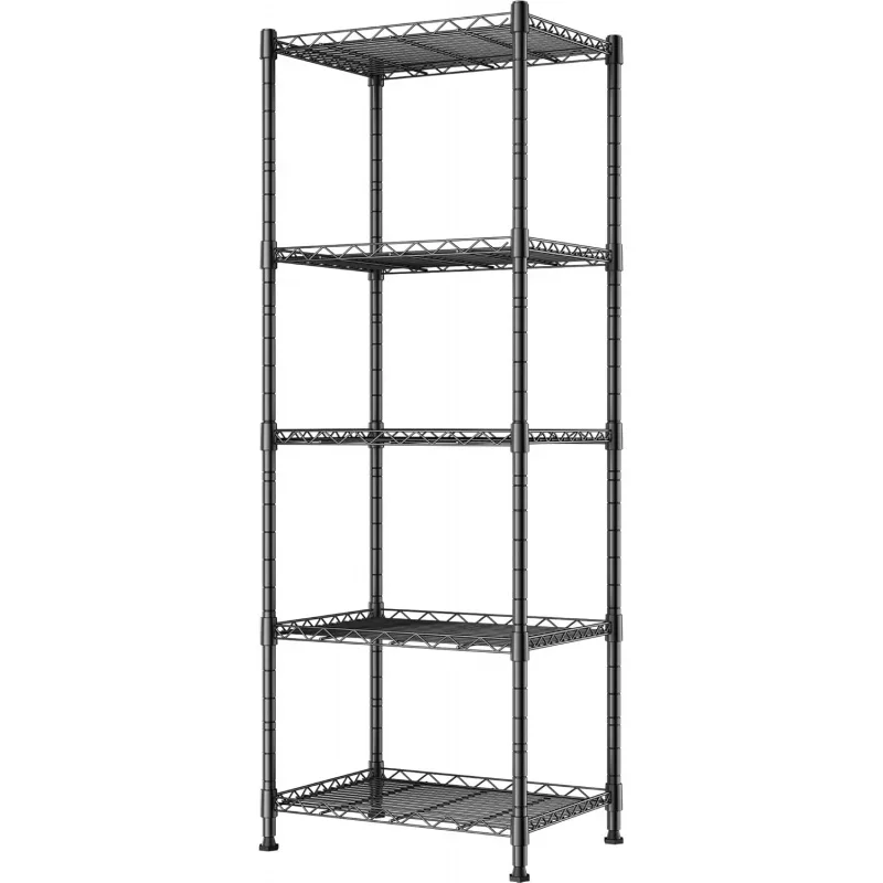 5-Wire Shelving Metal Storage Rack Adjustable Shelves, Standing Storage Shelf Units for Laundry Bathroom