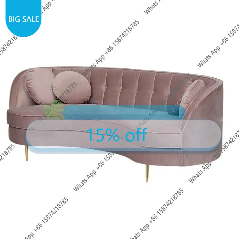 Yy Light Luxury Fabric Three-person Sofa Velvet Pink Dark Green Double Sofa Design Model Room Curved Beauty Sofa