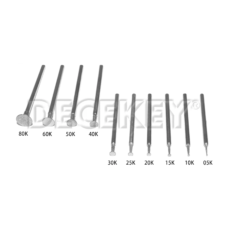 10PCS 2.35mm Grinding Bit Accessory Ultra-Thin T Head Shank Diamond Mounted Point Stone Jade Carve Polish Engrave Tools Set