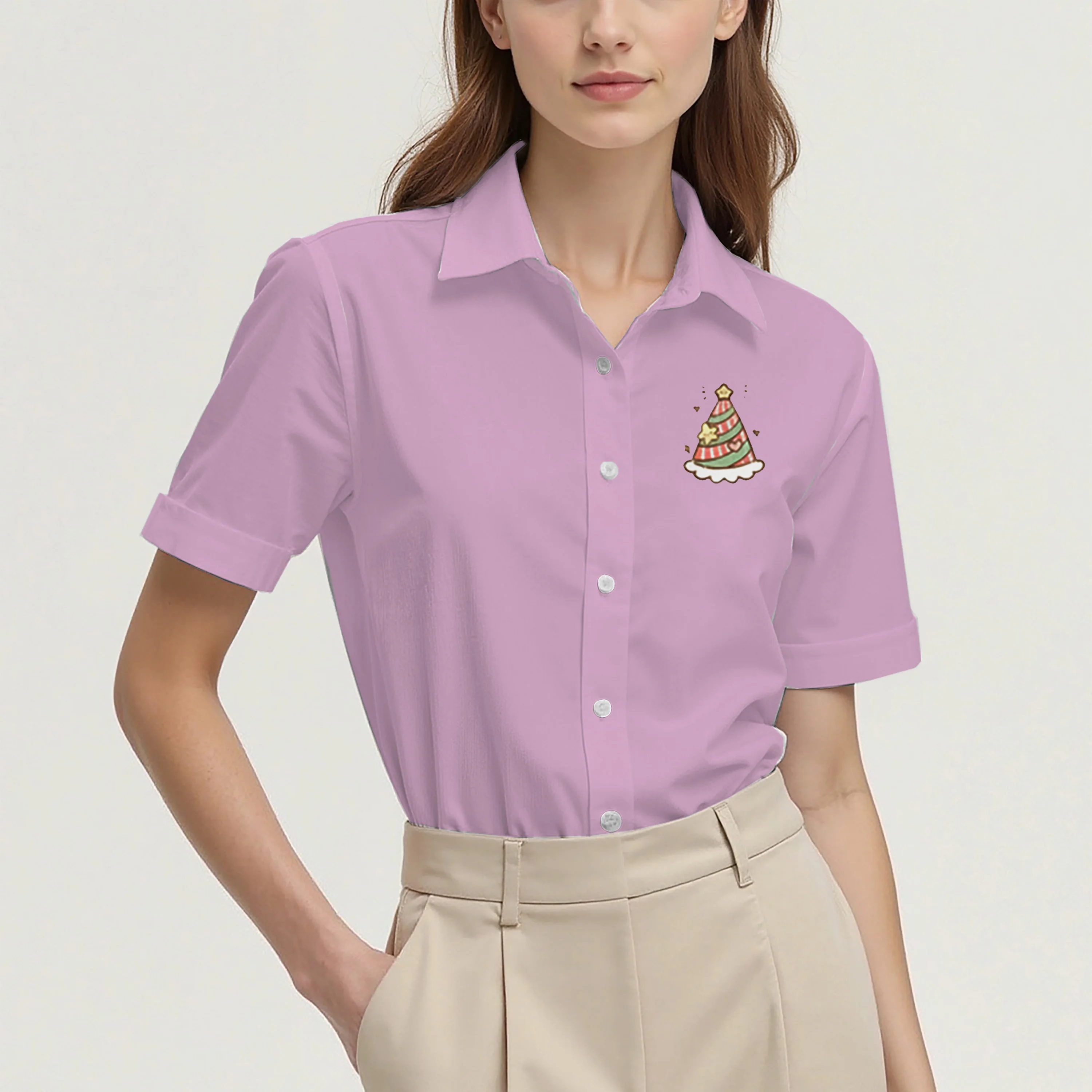 Women's casual short-sleeved printed shirt. The print is versatile and suits everyone, whether for commuting, dating, or outings