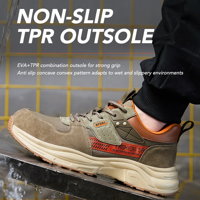 Anti-Puncture Work Shoe For Man breathable Safety Work Sneakers with iron Toe Indestructible shoes Breathable Work Boots