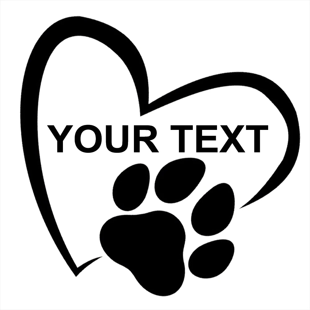 Personalized Heart with paw Print 4“ 5” 6