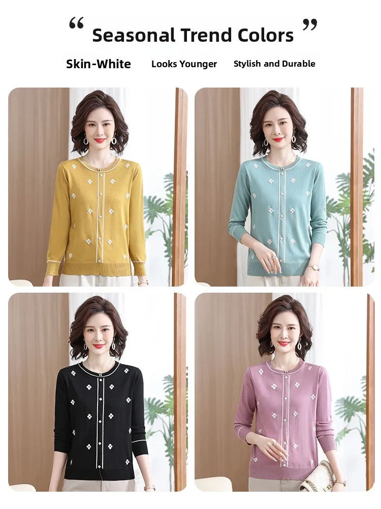 

Rn Knitted Long Sve Faionable ly Women's Clothing Pure Color Spring Autumn Wear Comfortable Polyester Blend