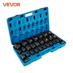 VEVOR Impact Sockets Set 3/4 Inch Shallow Drive 29 PCS 3/4 - 3/2 Inch 6-Point Set With Carrying Case for Remove Wheel Lug Nuts