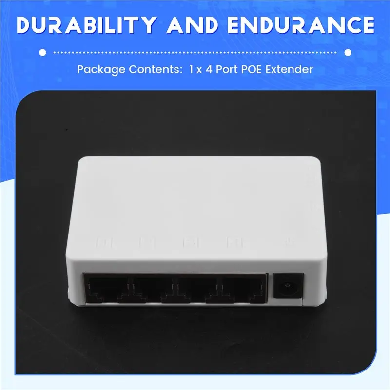 Reliable-4 Port POE Extender 100Mbps 1 In 4 Out 250 Meters Network Switch Repeater IEEE802.3Af/At For Poe Switch NVR IP Camera,4