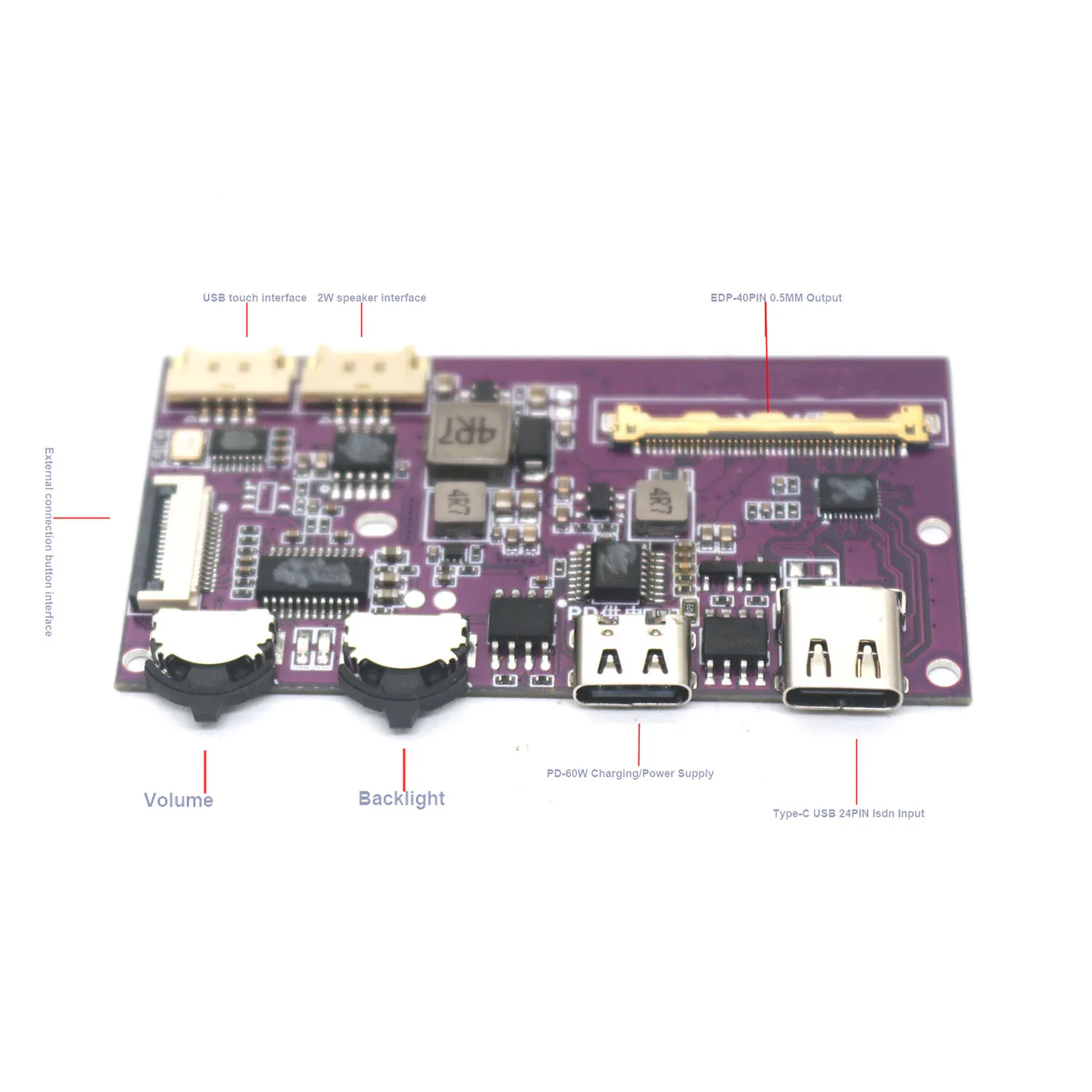 Imagem -03 - Tela Lcd Portátil Cabo Edp Usb Tipo-c para Edp Driver Board Conversão de Tela de Projeção Lcd 2k 4k 60hz 30pin 40pin