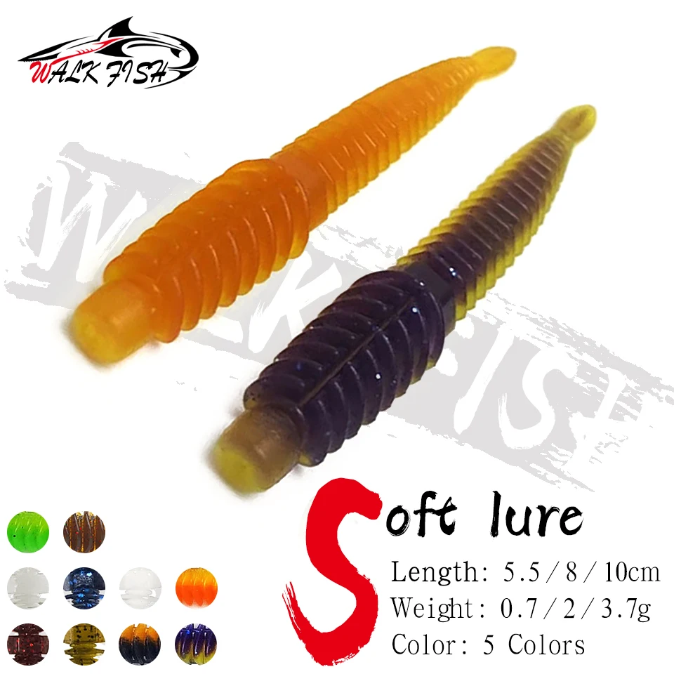 WALK FISH 10 leurres souples en TPE, leurres nageurs, leurres artificiels avec odeur de poisson, leurres souples en forme d'insecte à queue aiguille, leurres légers pour la pêche aux insectes