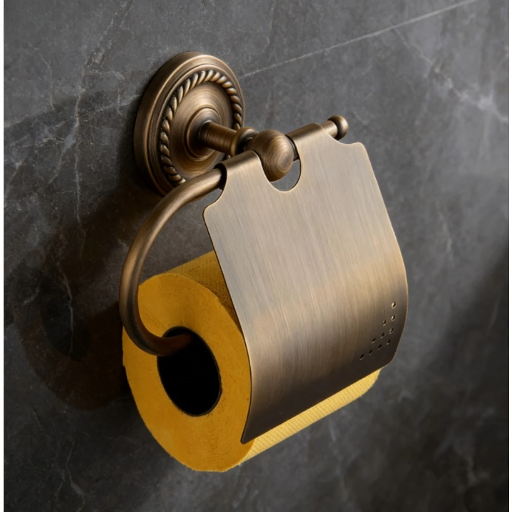 

Настенный винтажный держатель для туалетной бумаги, классическое хранение рулонов из старинной латуни для ванной комнаты