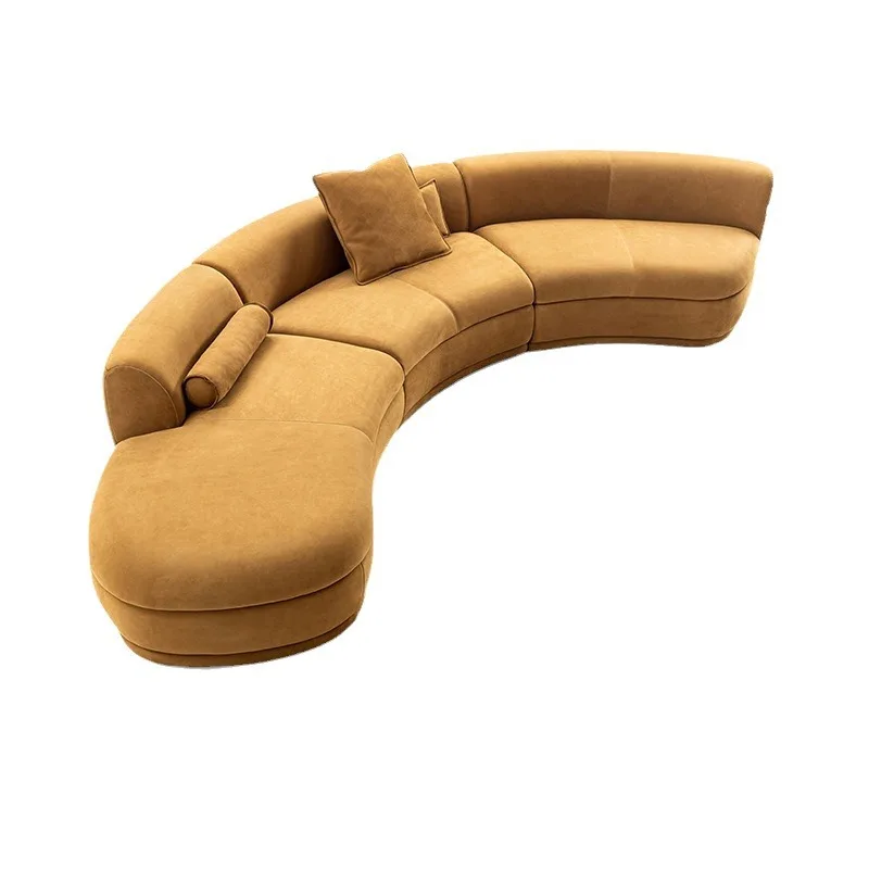 

Nordic sofa French wabi-sabi wind arc fabric combination furniture semi-circular arc villa large flat corner