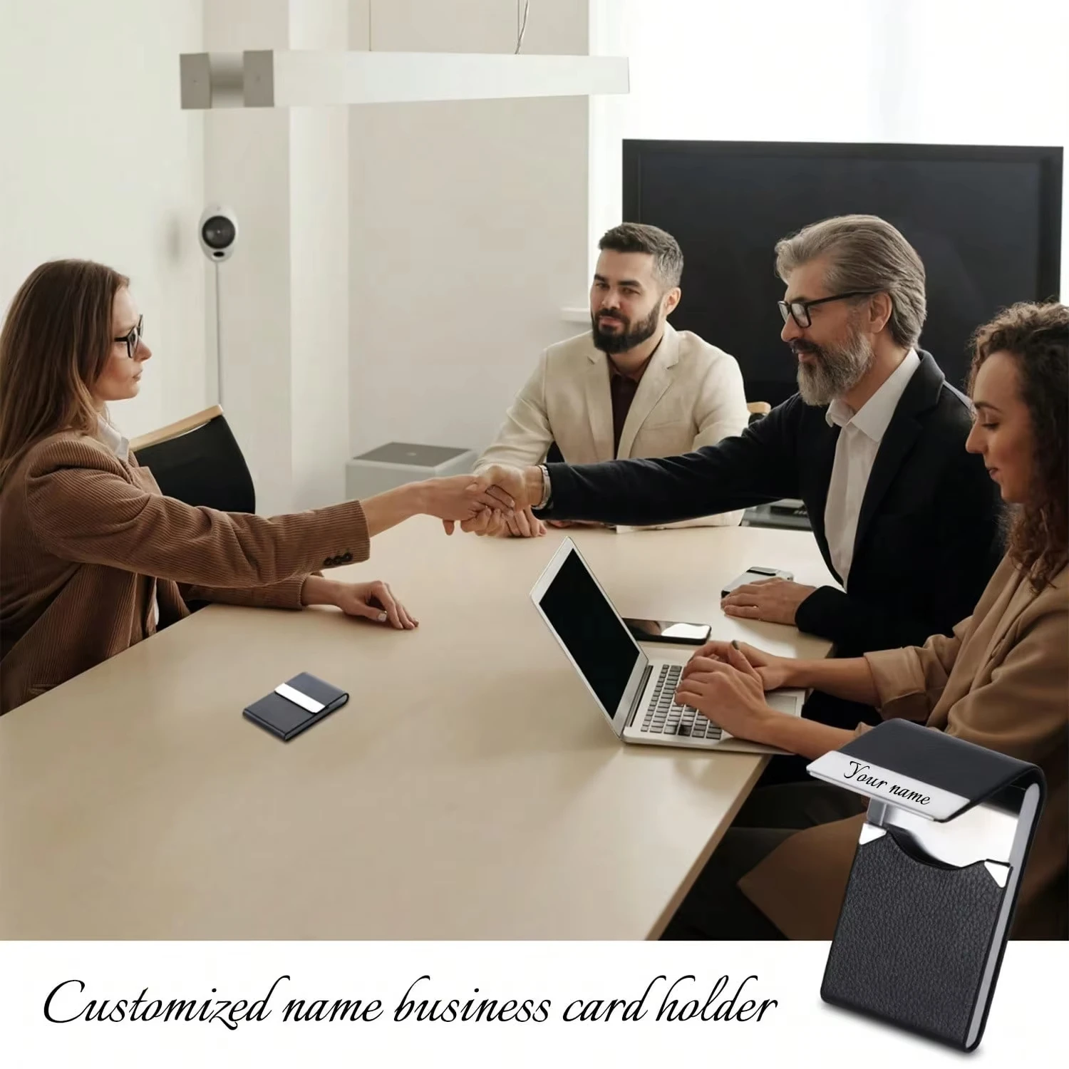 Etui na wizytówki z możliwością personalizacji imieniem, cienkie, lekkie, organizer na karty kredytowe, bezpieczne przechowywanie, idealny prezent dla niego