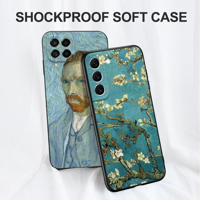 Black tpu Case For Samsung galaxy M53 M13 M62 A12 A22 A22S A32 A42 A52 A52S A72 4g 5g A20S Vincent Van Gogh Mona Lisa Gustav