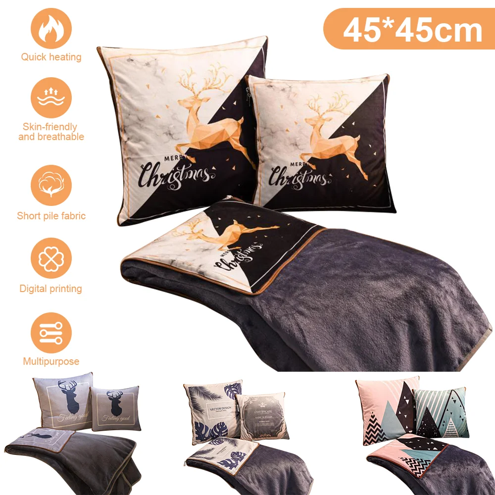 2 In 1 Pillow Quilt Foldable Throw Pillow Blanket with Zipper Home Office Car Cushion Blanket Home Sofa Decoration