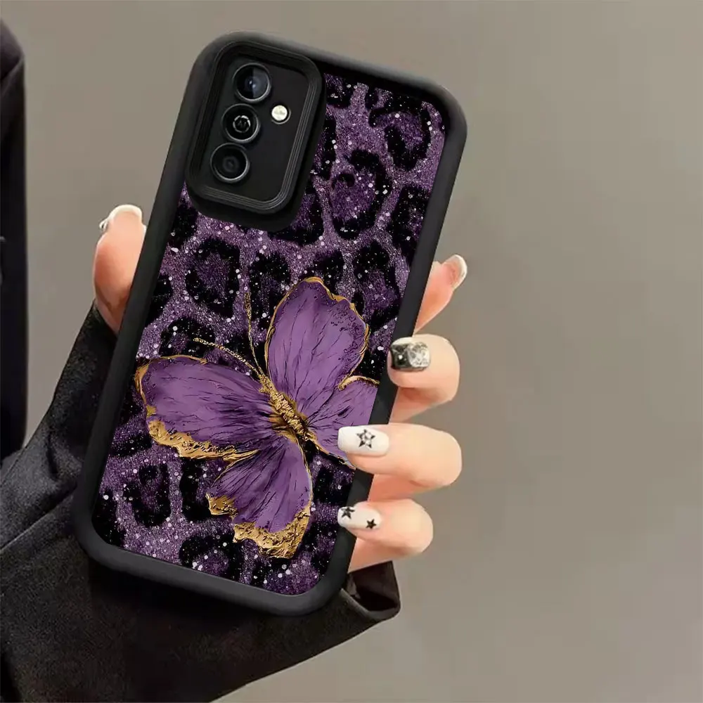 Anti-Drop Soft TPU Phone Case For Samsung Galaxy A73 A72 A71 A56 A55 A54 A53 A52 A52s A50 5G 4G Butterfly Leopard Print Cover view 2