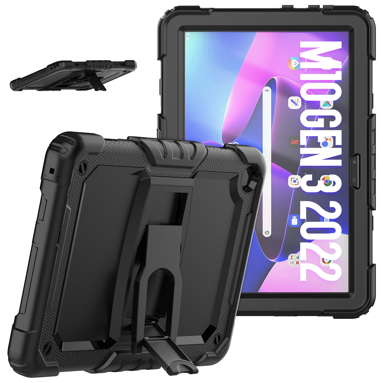 Kickstand Rugged Case For Lenovo Tab M10 Gen3 (3rd Gen) 2022 10.1 inch TB-328FU TB-328XU Silicone Heavy Duty Cover Shockproof