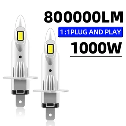 2PCS H1 LED Lamps 800000LM 1000W Car Lights 16PCS 8054 CSP 6500K White H1 Bulb 1:1 Mini Auto Bulbs High Power Fanless 12V 24V