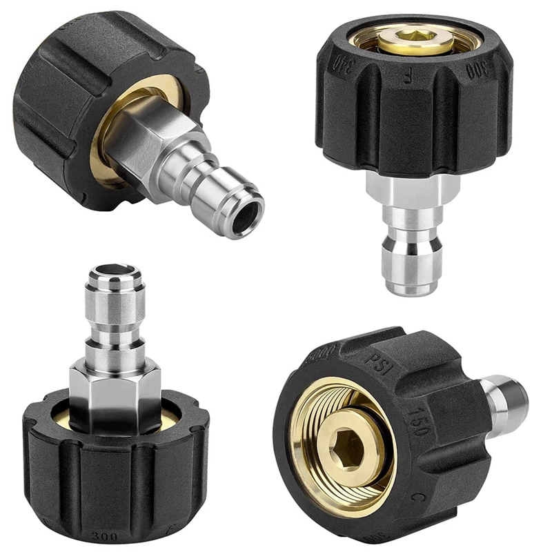 Pressure Washer Adapter Set, Pressure Washer Quick Connect M22 14Mm X 3/8 Inch Quick Disconnect Plug,5000 PSI 2Pcs