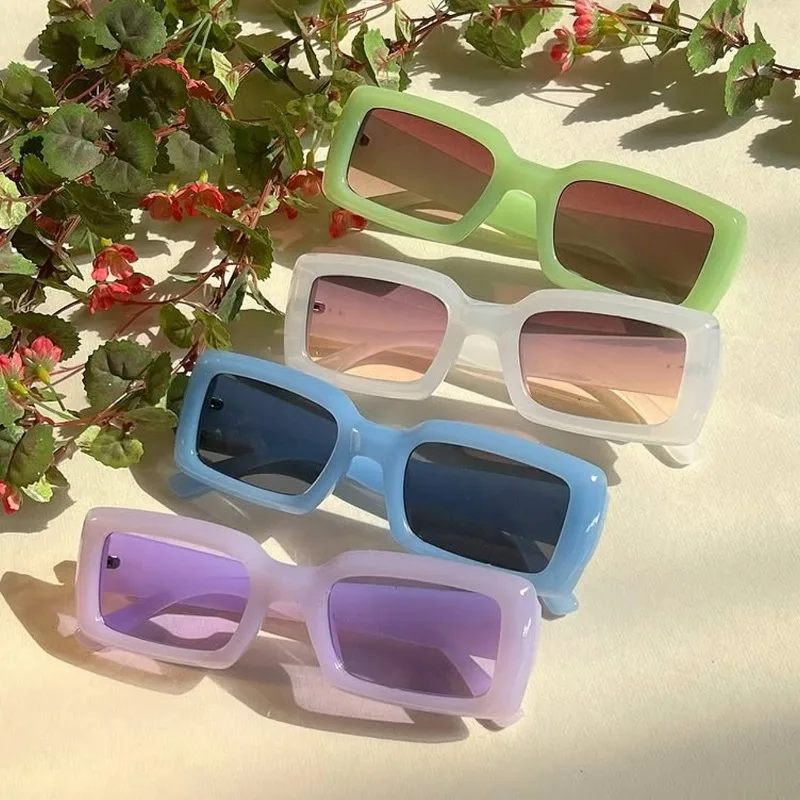 

Square Small Frame Rice Nail Women's Sunglasses Jelly Color Ins Bright Color Suitable for Vacation Beach Glasses