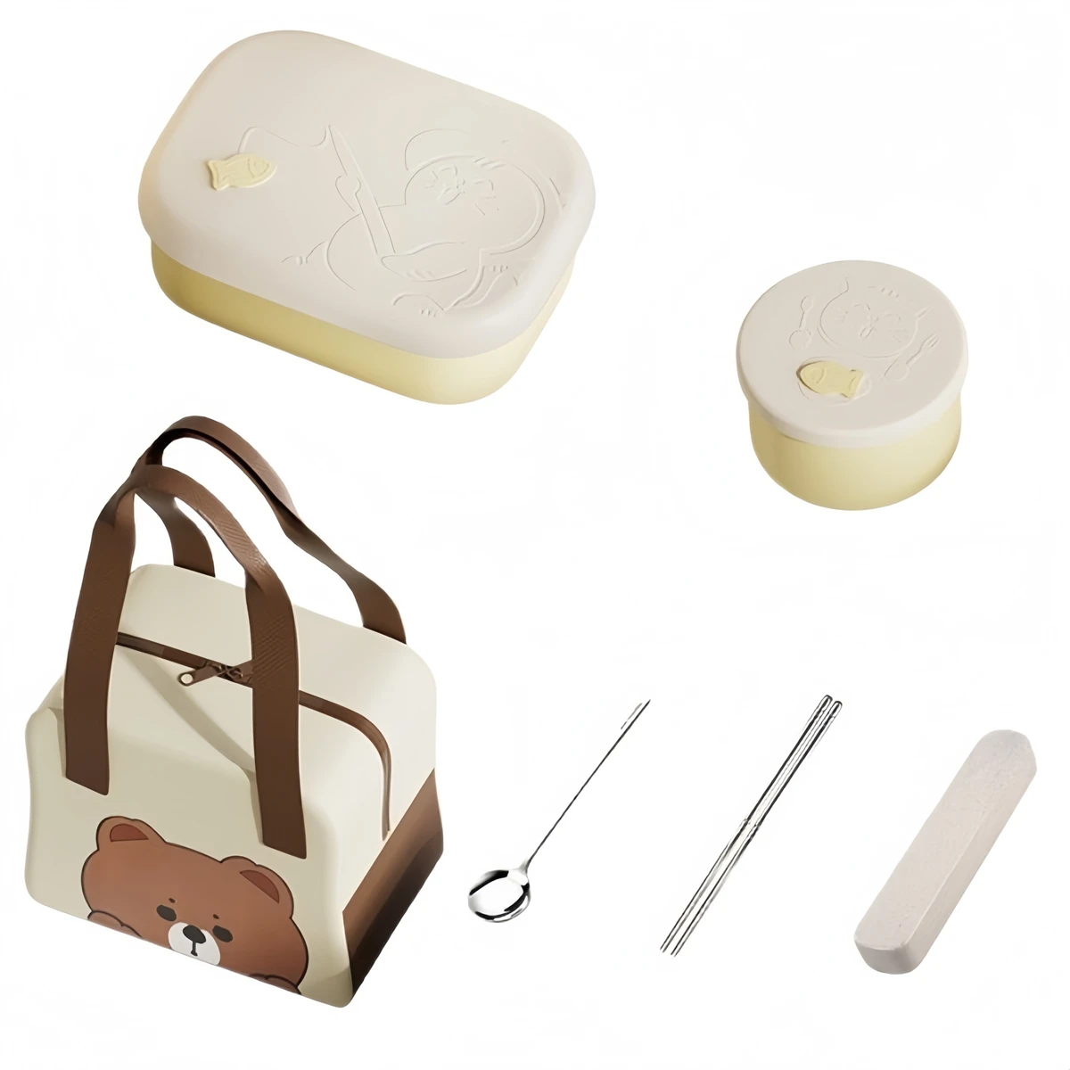 

Силиконовый ланч-бокс, 3-х отделений, контейнер для еды с суповыми мисками, набор сумок, включая ланч-бокс, миска для супа, ложка, палочки для еды, сумка