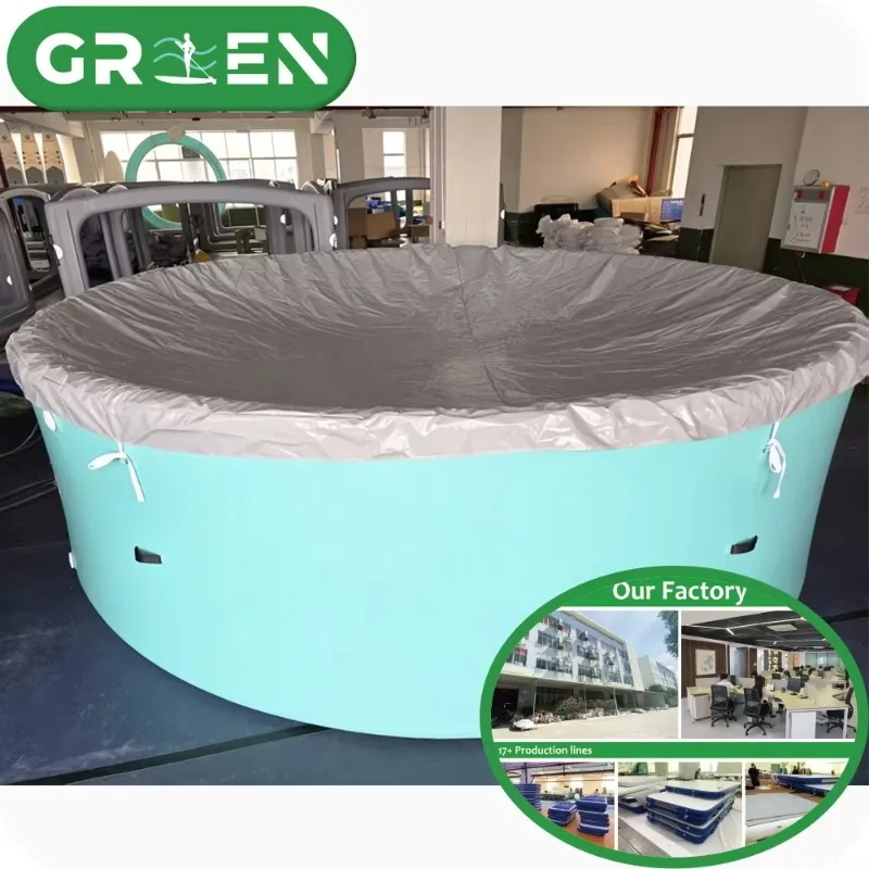 Green Commercial Customized Outdoor Portable Inflatable Pool Drop Stitch Fabric DWF Kids Drop Stitch Pool