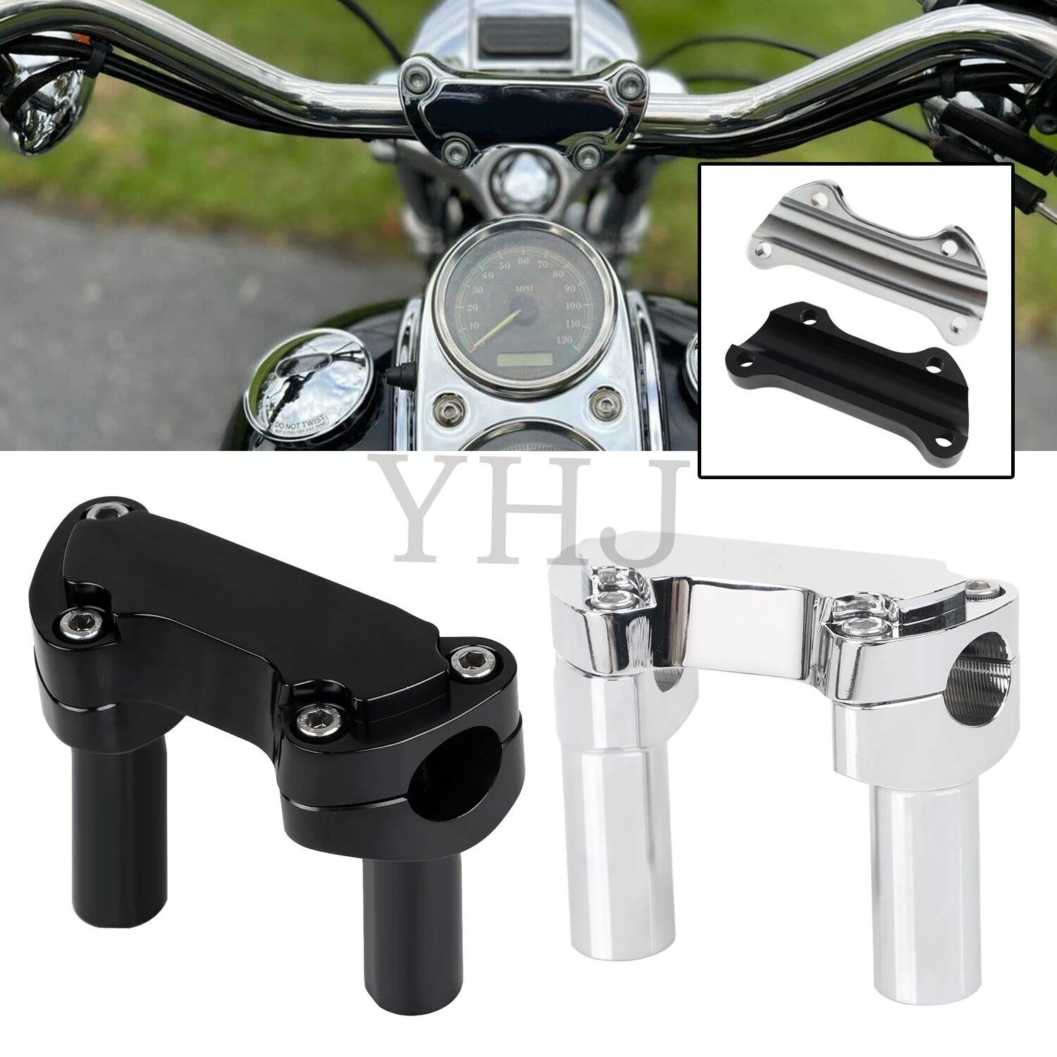 

For Harley Softail Dyna Wide Super Glide Low Rider Sportster Iron 883 3.5" Motorcycle Straight Handlebar Riser w/Top Clamp