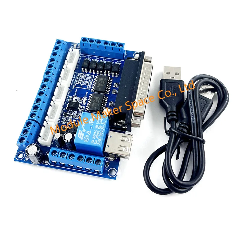MACH3 5 Axis CNC Breakout Board Stepper Motor Driver Module Optocoupler Isolated Engraving Machine Board 12V-24V With USB Cable