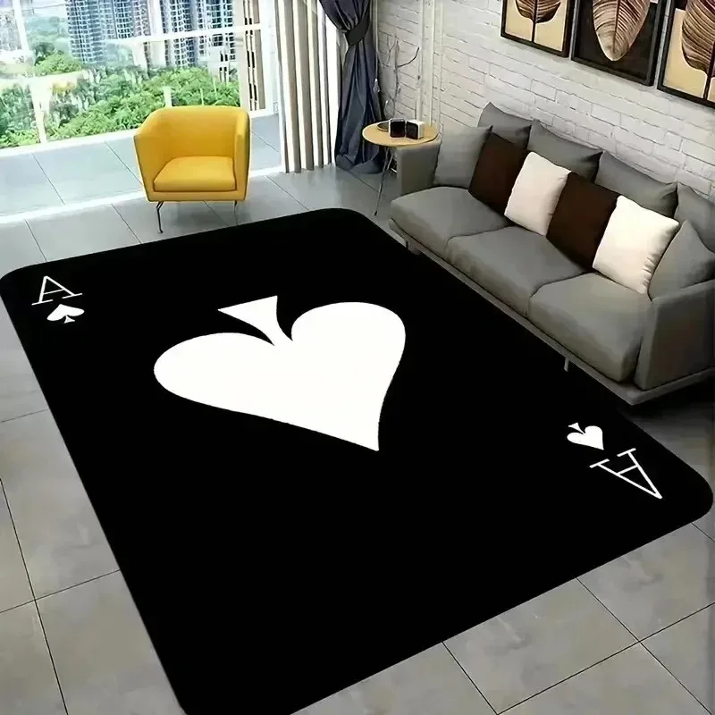 VIKAMA Spade Ace Poker-Style Living Room Rug Soft Comfortable And Wear-Resistant Home Sofa And Coffee Table Decorative Rug