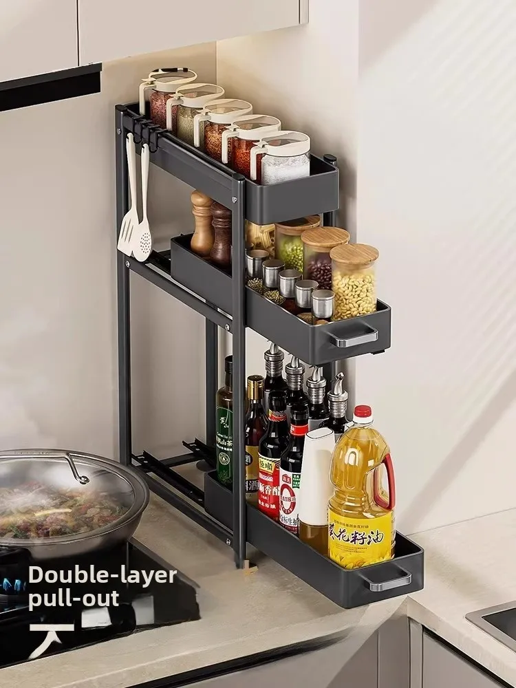 

Узкая кухонная полка для специй, настольная, для хранения масла, соли и соусов, из нержавеющей стали