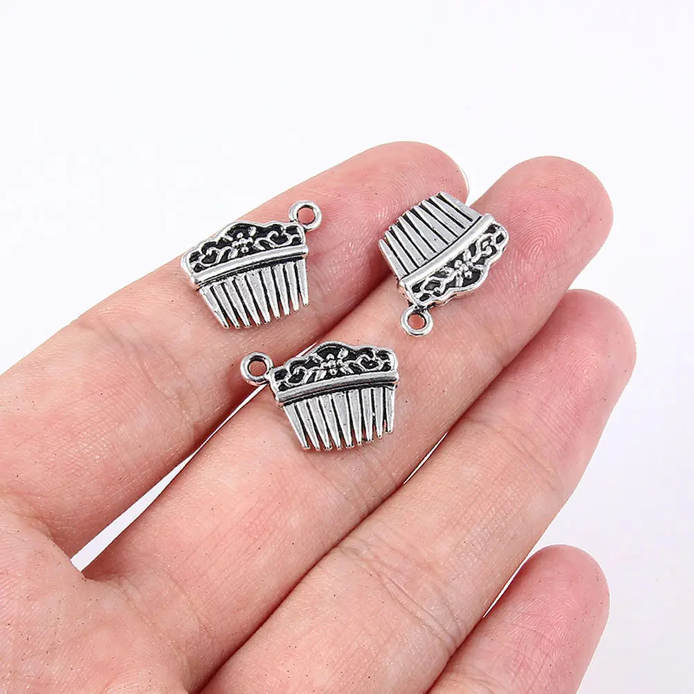 40Pcs Vintage Style Mirror Comb Scissors DIY Jewelry Pendants for Necklace Bracelet Earring Dangle Keychain Cellphone Decor