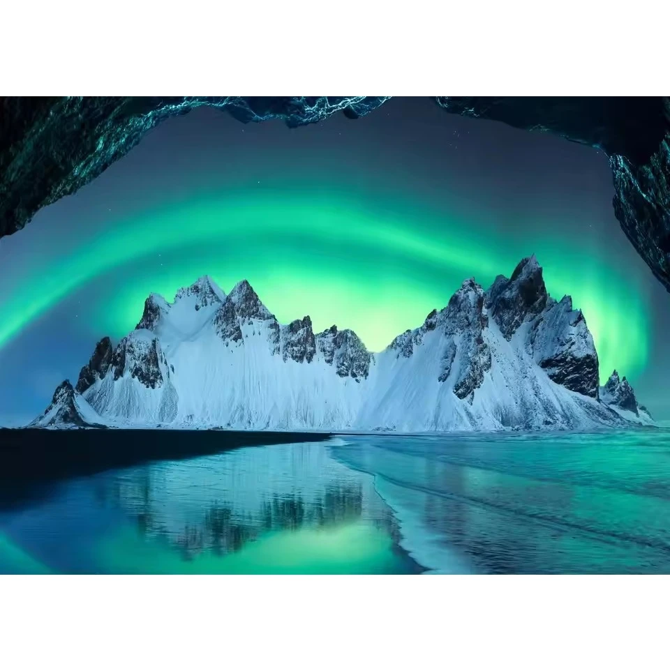 Iceland Aurora Borealis Landscape Poster and Prints Northern Polar Lights Nature Canvas Wall Tapestry Art Picture for Home Decor