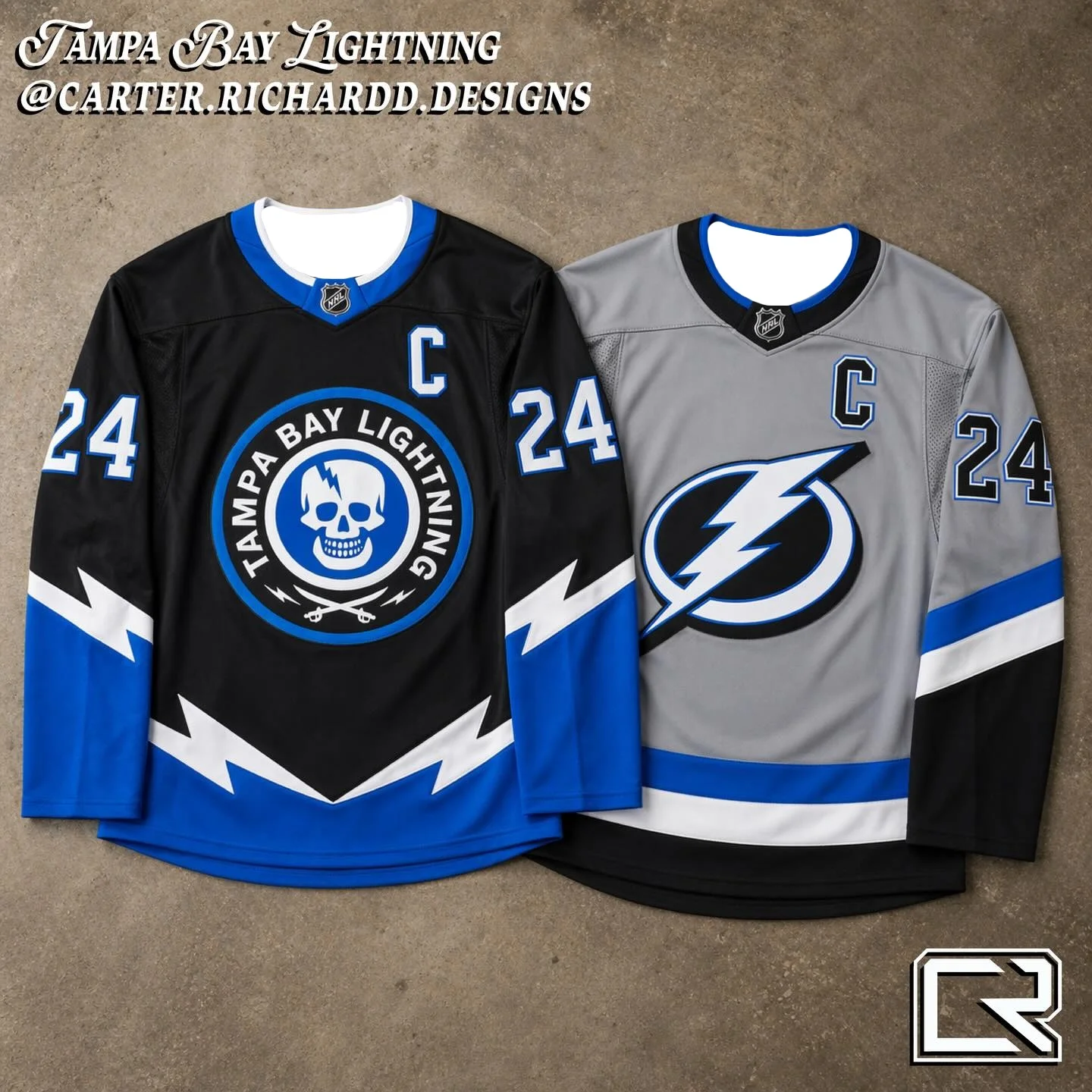 Camiseta de Hockey sobre Hielo Personalizada de los Tampa Bay Lightning 2026, Tejido Transpirable de Secado Rápido con Logotipo de Calavera, Número 24