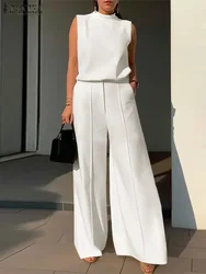 Elegant Women's Sets ZANZEA 2024 Woman 2-Piece Trouser Sets Fashion 2pcs Outfits Tank Tops and Wide Leg Pant Suits Oversize