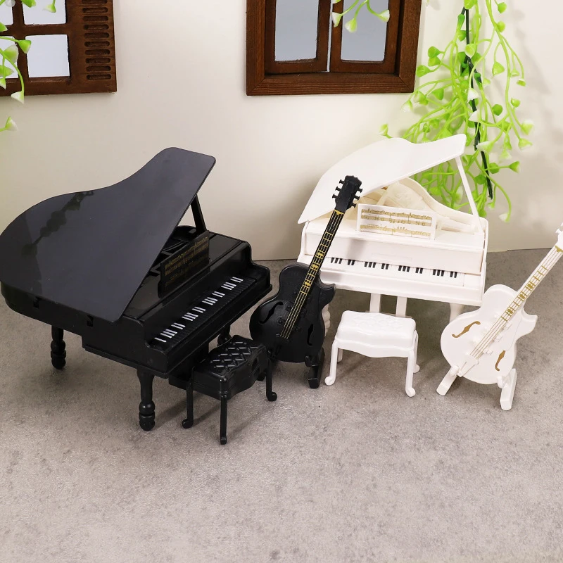 1/12 casa de muñecas simulación Piano guitarra violonchelo modelo casa de muñecas instrumentos musicales muebles decoración casa de muñecas adornos para el hogar