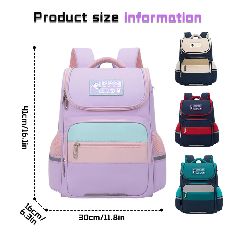 

New primary school students' side scrolling backpack with British style, reduced load and spine protection, large capacity child