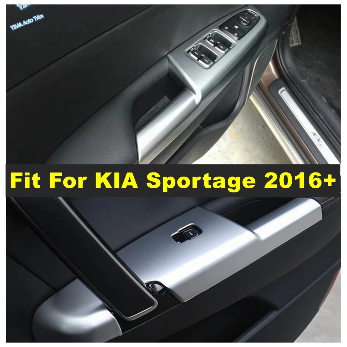 

ABS Car Door Handle Armrest Window Glass Lift Button Control Decor Frame For KIA Sportage 2016 - 2020 Interior Refit Accessories