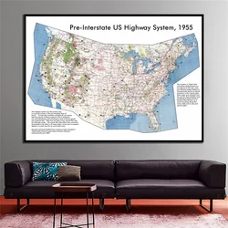 225*150cm Map of The USA Pre-Interstate American Highway System Map Living Room Home Office Decoration School Supplies