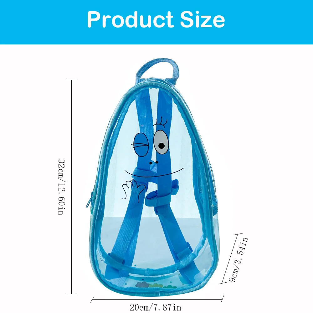 Cute Transparent Kids Backpack Clear Portable Children Beach Bag Swim Bag Adjustable Straps Lightweight Toys Storage Bag for Kid