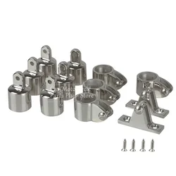 12pcs Boat Accessories Universal 3-Bow Bimini Top 316 Stainless Steel Marine Hardware Set Deck Hinge Jaw Slide Eye End Fitting