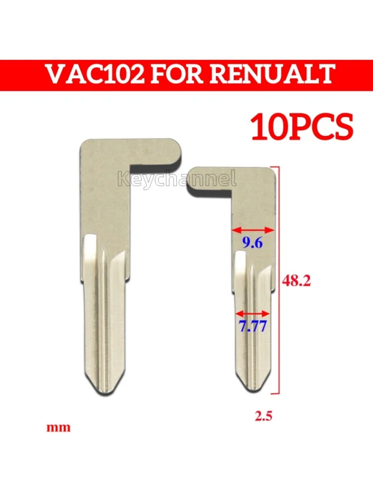 keystar 5 pièces/lot VAC102 Clé de voiture intelligente vierge, lame de clé à distance sans clé, clé de secours pour porte, clé de duplication pour Renault