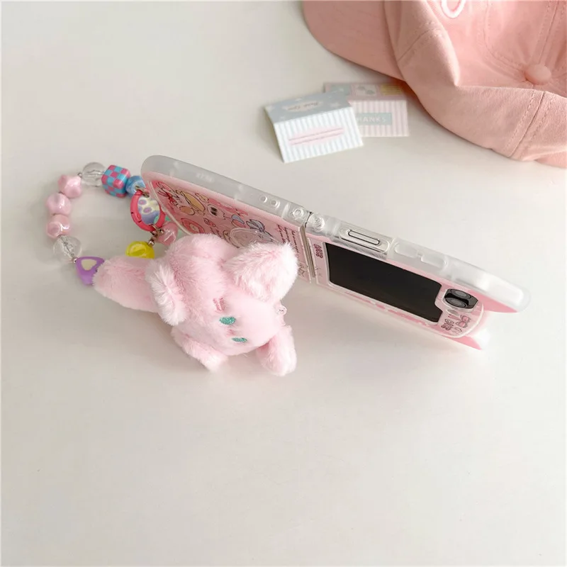 Cartoon Cat Bear Cute Ears Phone Case for Samsung Galaxy ZFlip3 ZFlip4 ZFlip5 ZFlip6 Hard PC Back Cover for Z Flip 6 Case Shell