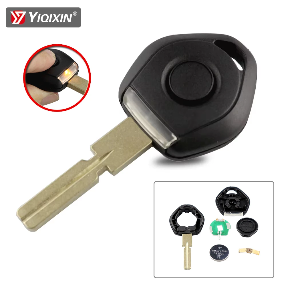 

Корпус дистанционного ключа автомобиля YIQIXIN для BMW 3 5 7 Z3 E36 E34 E38 со светодиодной подсветкой, чехол для транспондера ключа HU58, замена лезвия в старом стиле
