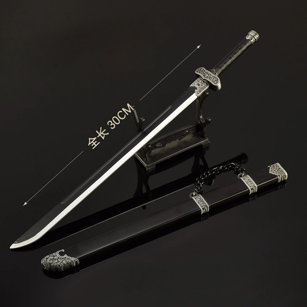30 ซม.Time Raiders อาวุธจีนโบราณสีดําทองโบราณมีด Zhangqiling เกม SAMURAI ดาบชุดของขวัญเด็ก