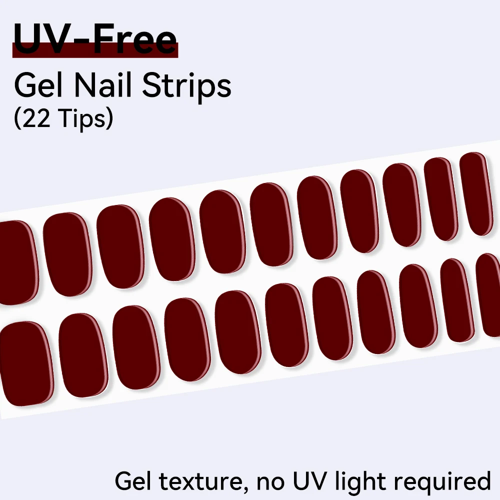 

UV-Free Strips Nails Stickers Fairy Full-Cover Nail Art Decals 22 Tips/Set Self-adhesive Classic Colors Designs For DIY Manicure