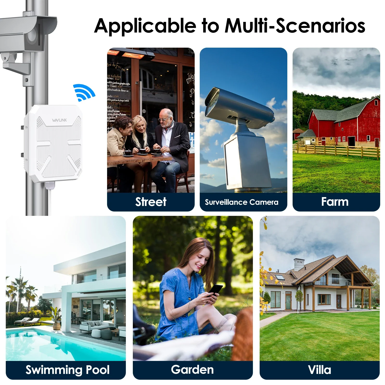WAVLINK WiFi6 AX3000 Dual Band 2.4G 5G Long Range Outdoor WiFi Mesh Extender Outdoor AP with PoE IP67 Weatherproof Wifi Booster