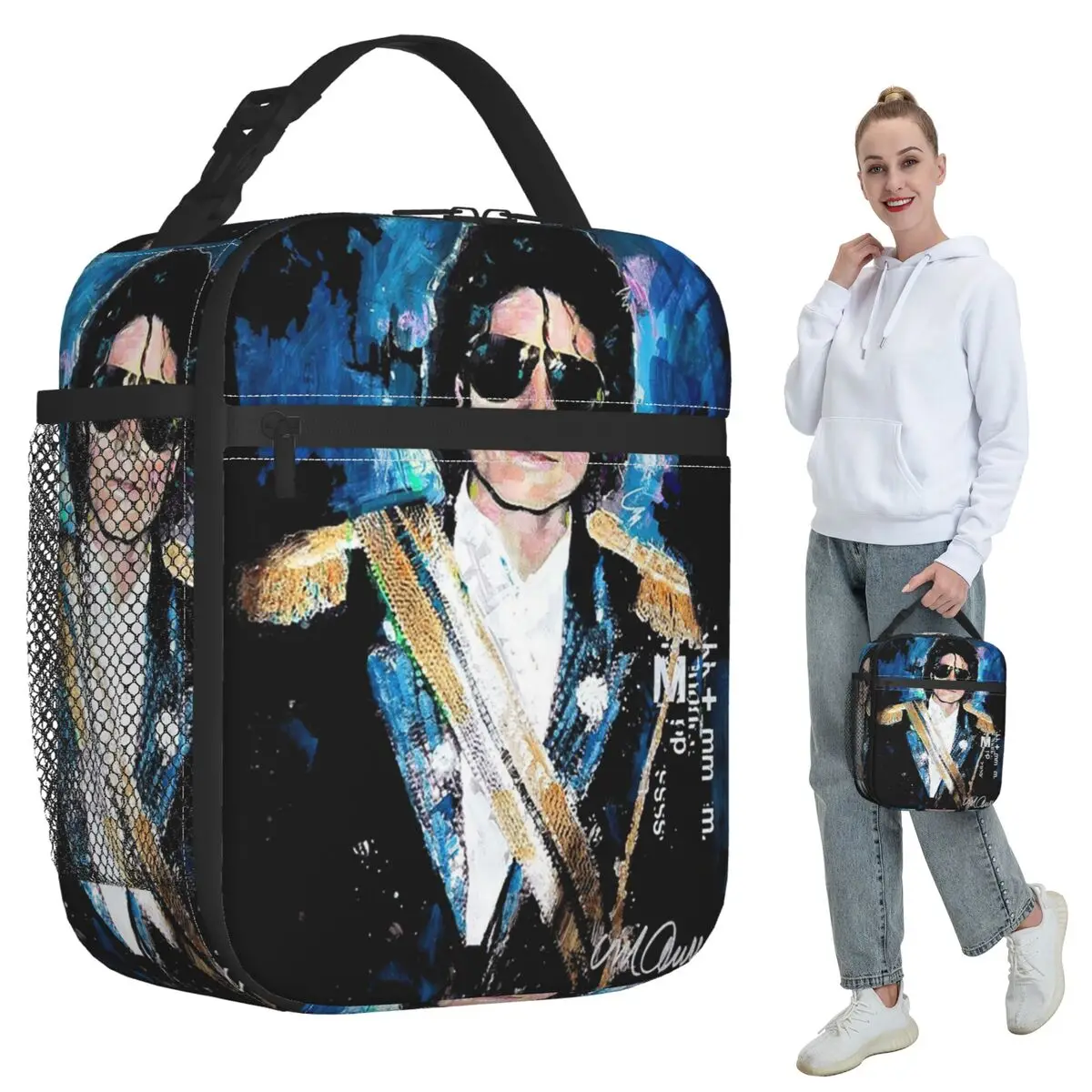 Michael 1984 Grammys Jackson Pop Art Portrait Insulated Lunch Bag for Women Office Cooler Thermal Food Box Tote Lunch Boxes