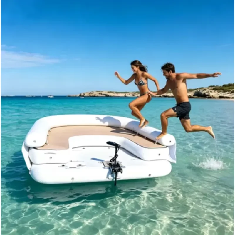 Heavy Duty 500kg Load Bearing Inflatable Pontoon PVC Water Leisure Platform for 5 People Outdoor Lakeside Beach Custom Size