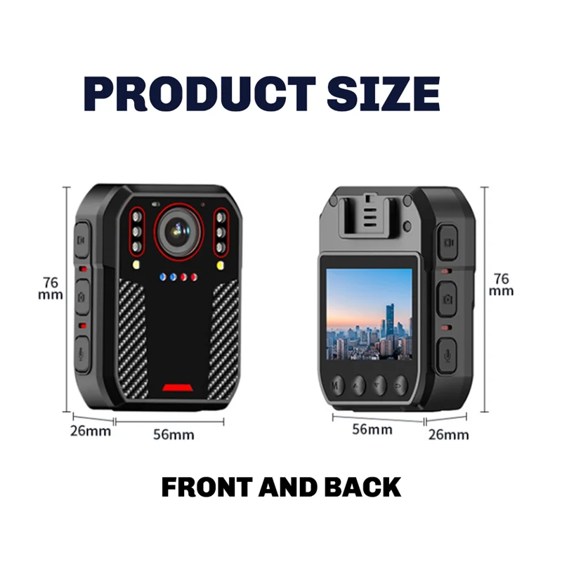 Регистратор правоохранительных органов 4K HD IP68, защита от падения 140 °   Широкоугольный прибор для наружной записи